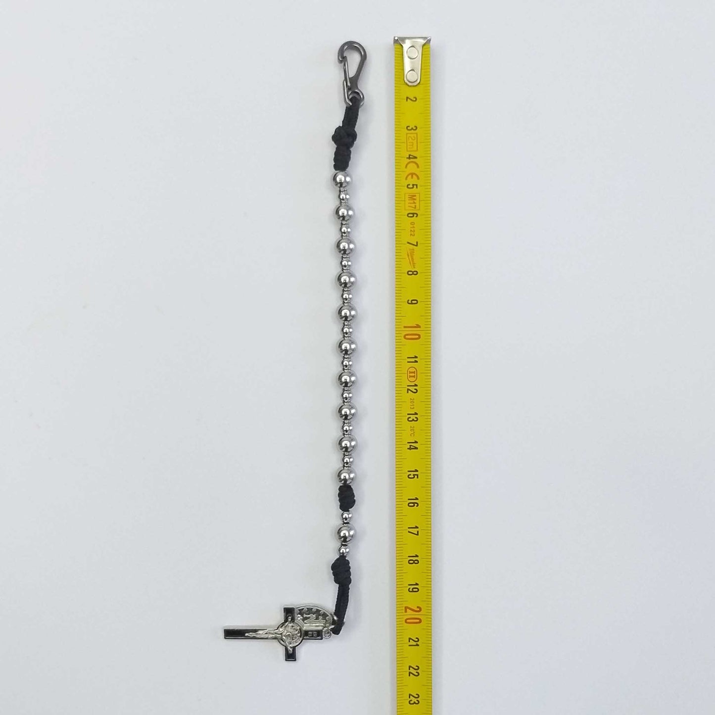 One Decade Micro Cord Rosary Bracelet Black - Stainless Steel