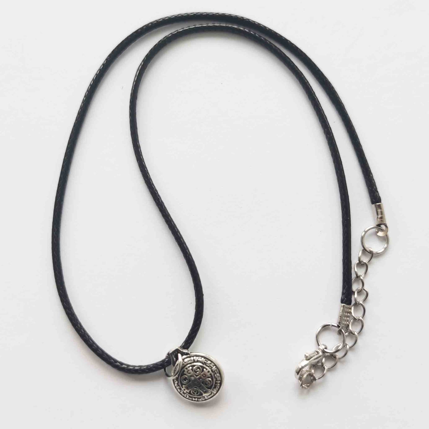 St Benedict Dome Medal Religious Necklace Silver