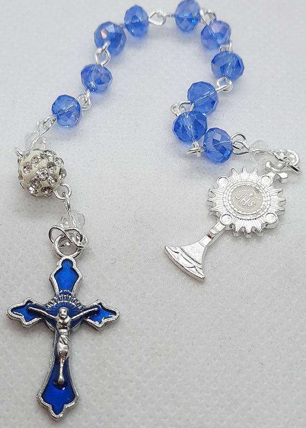 First Holy Communion One Decade Rosary - Monstrance Medal - Blue Glass ...