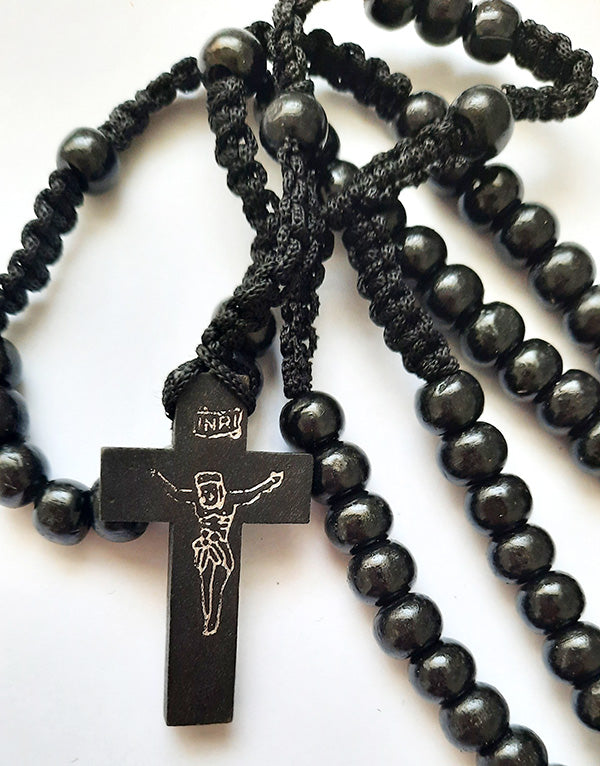Black Wood Rope Rosary