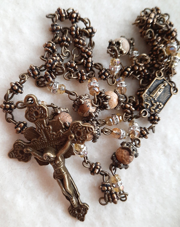 Metal Rosary, 4mm Metal Bronze Beads