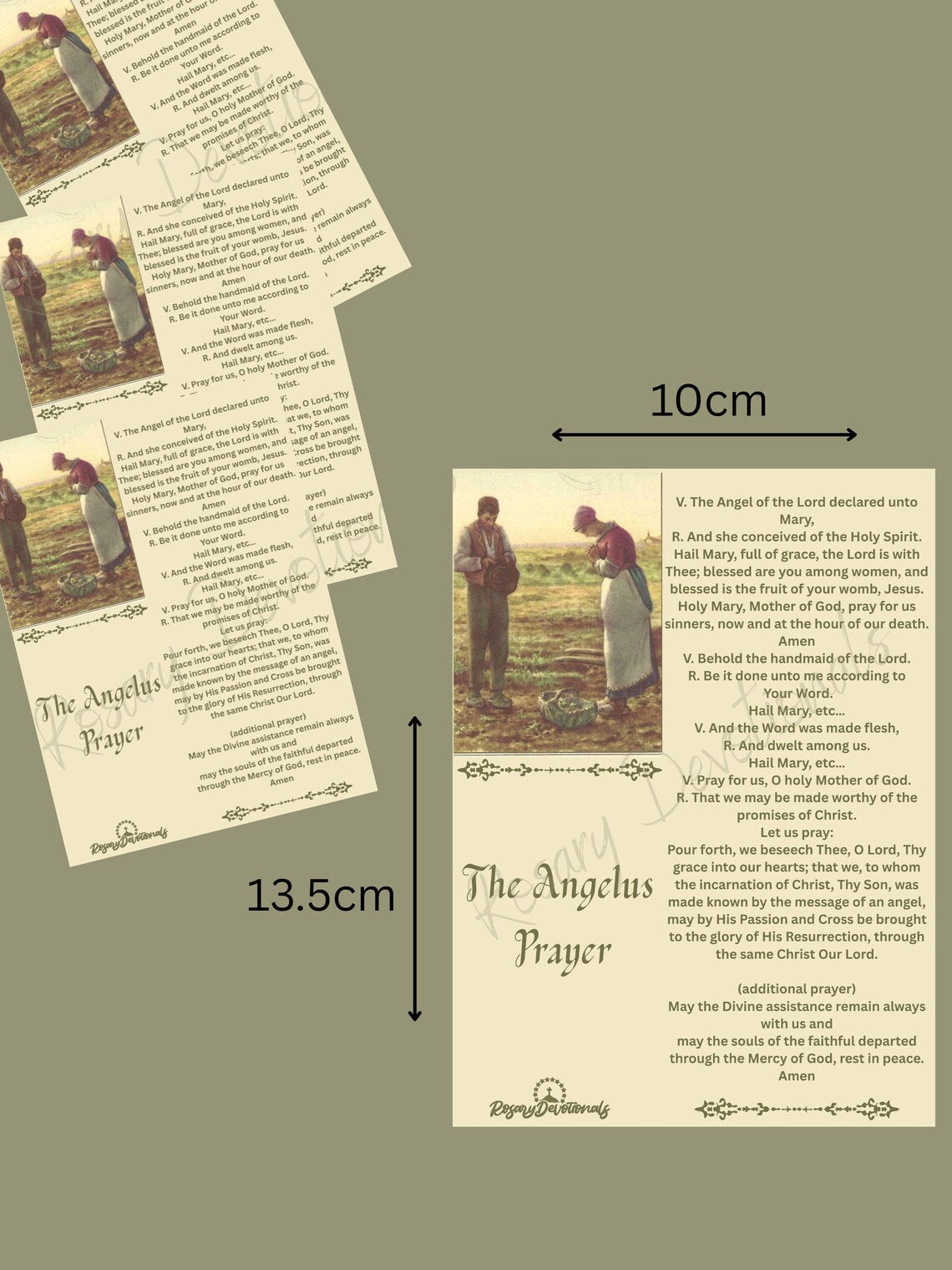 The Angelus Holy Prayer Card