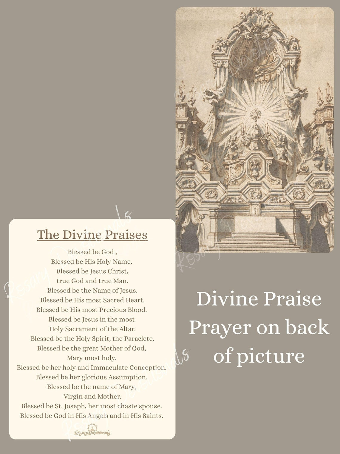 The Divine Praises Prayer Card