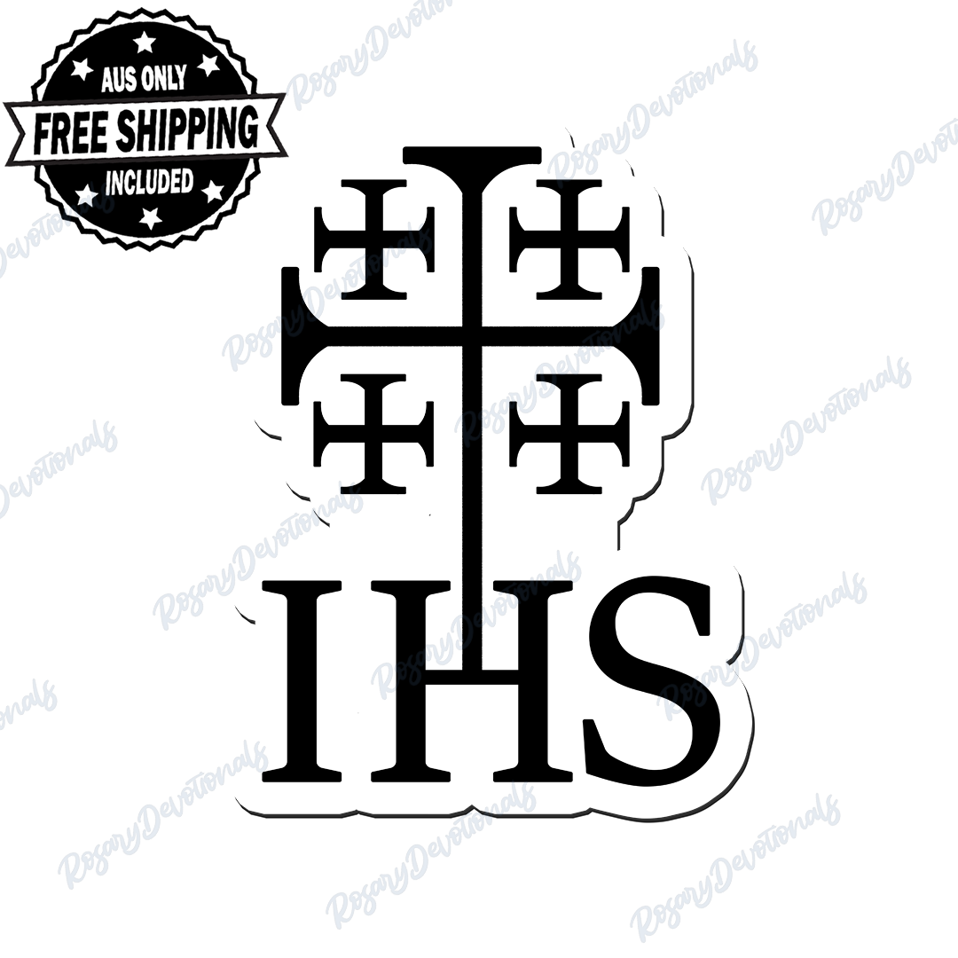 IHS Jerusalem Cross Vinyl Sticker