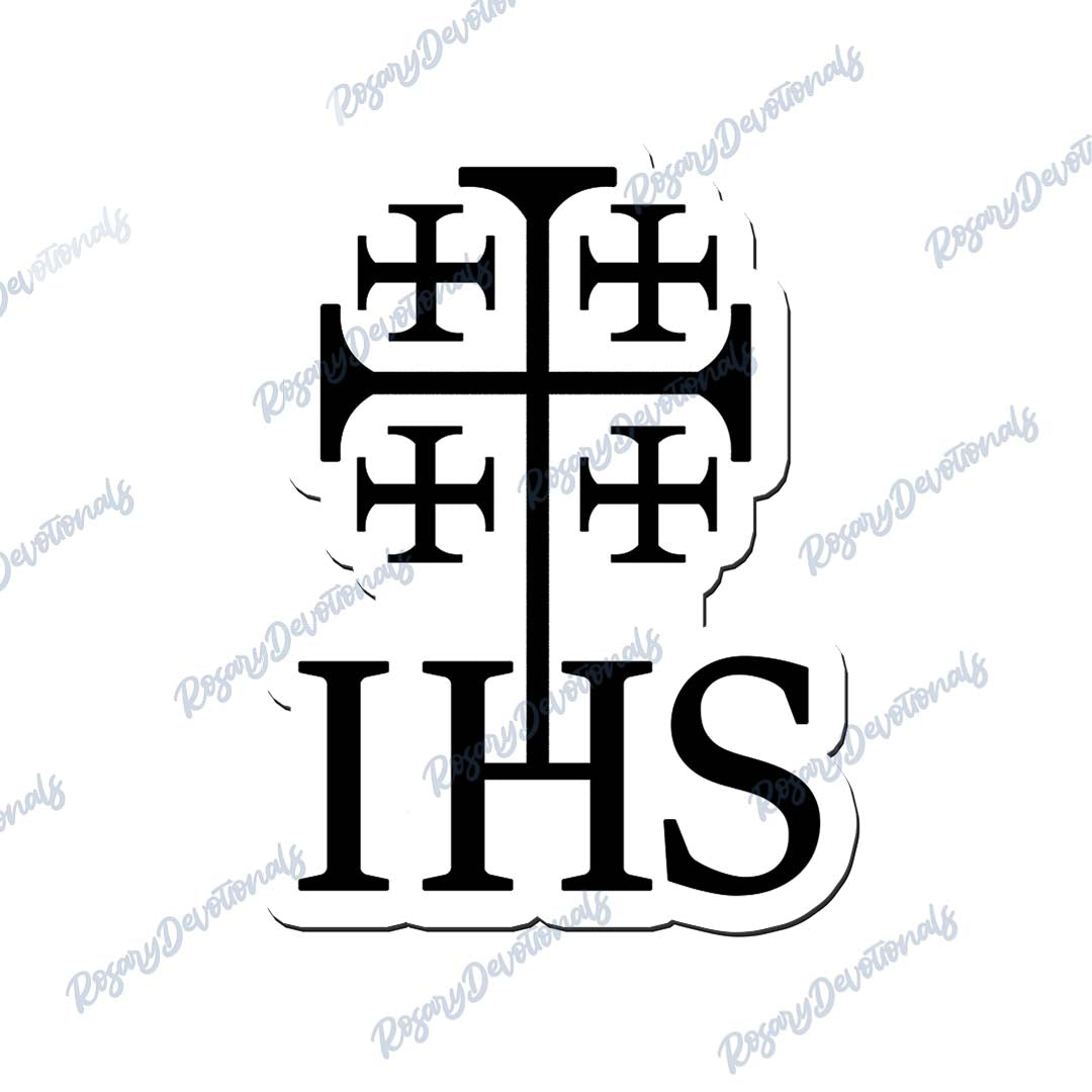 IHS Jerusalem Cross Vinyl Sticker