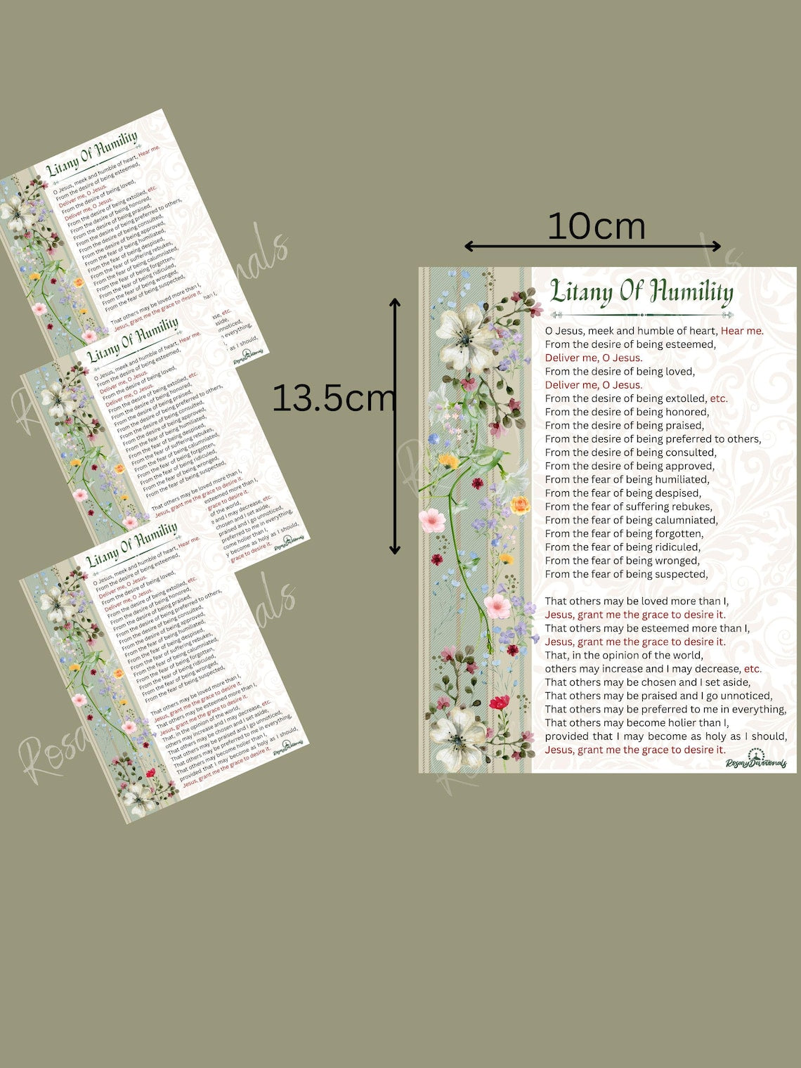 Litany Of Humility Prayer Card