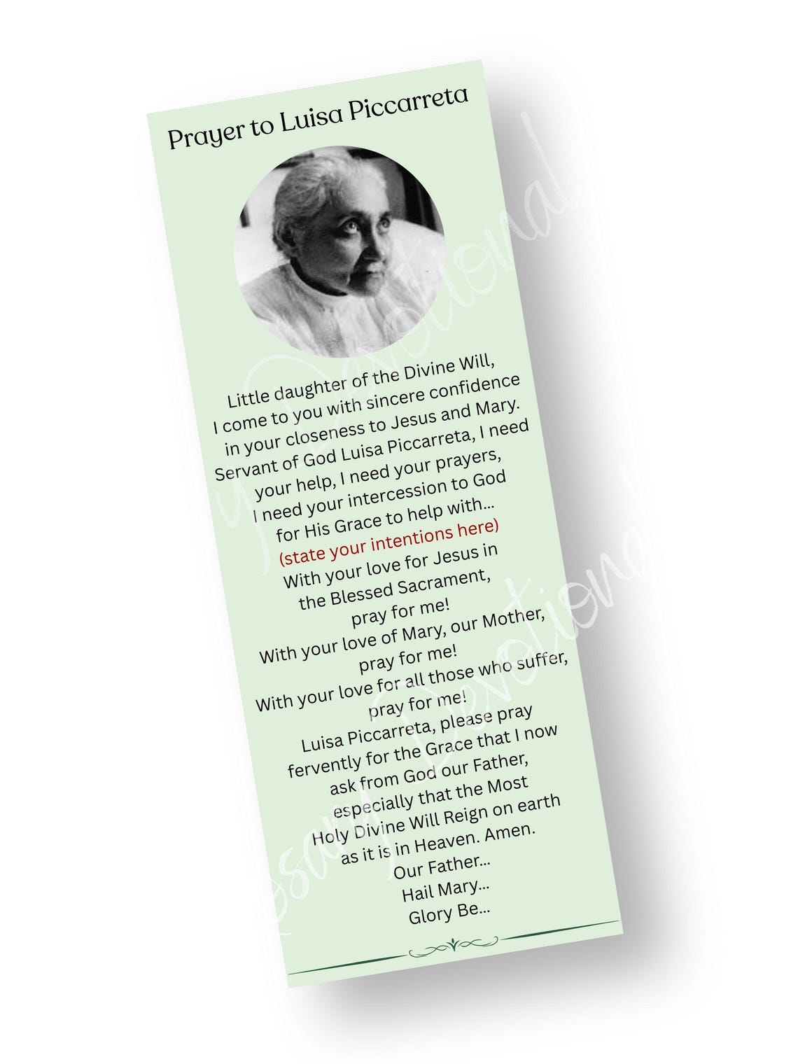 Luisa Piccarreta Prayer Card