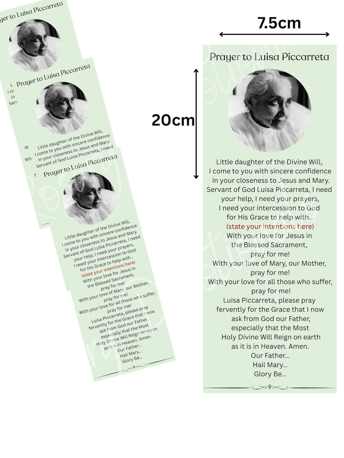 Luisa Piccarreta Prayer Card