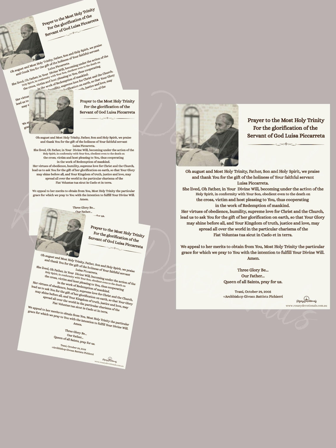 Luisa Piccarreta Prayer Card: Holy Trinity Glorification, Divine Will Prayer