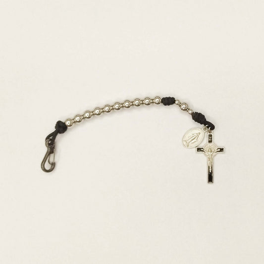 St Benedict Stainless Steel One Decade Micro Cord Rosary Black