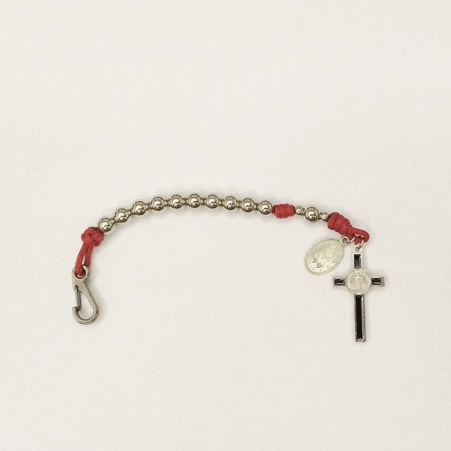 St Benedict One Decade Micro Cord Rosary Red