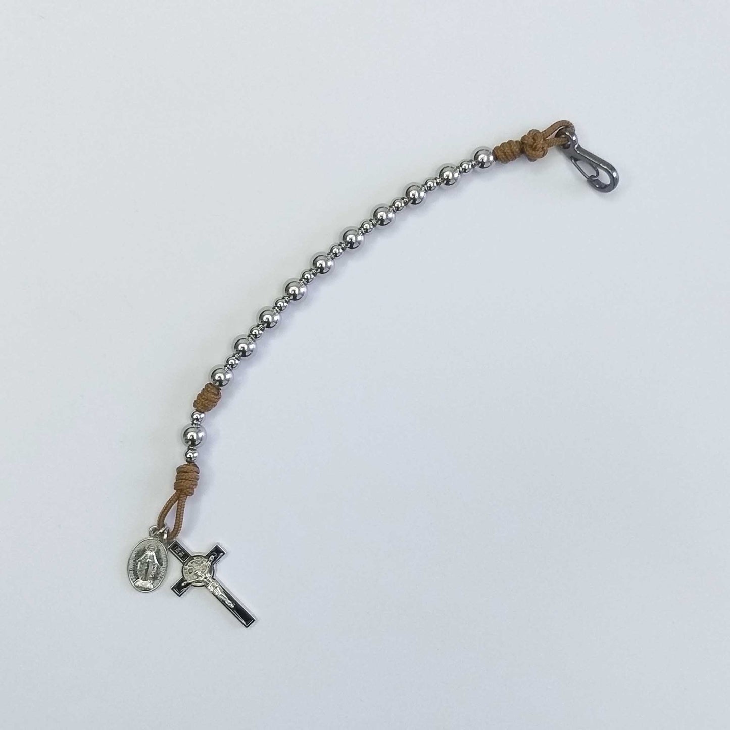 One Decade Micro Cord Rosary Bracelet Brown - Stainless Steel