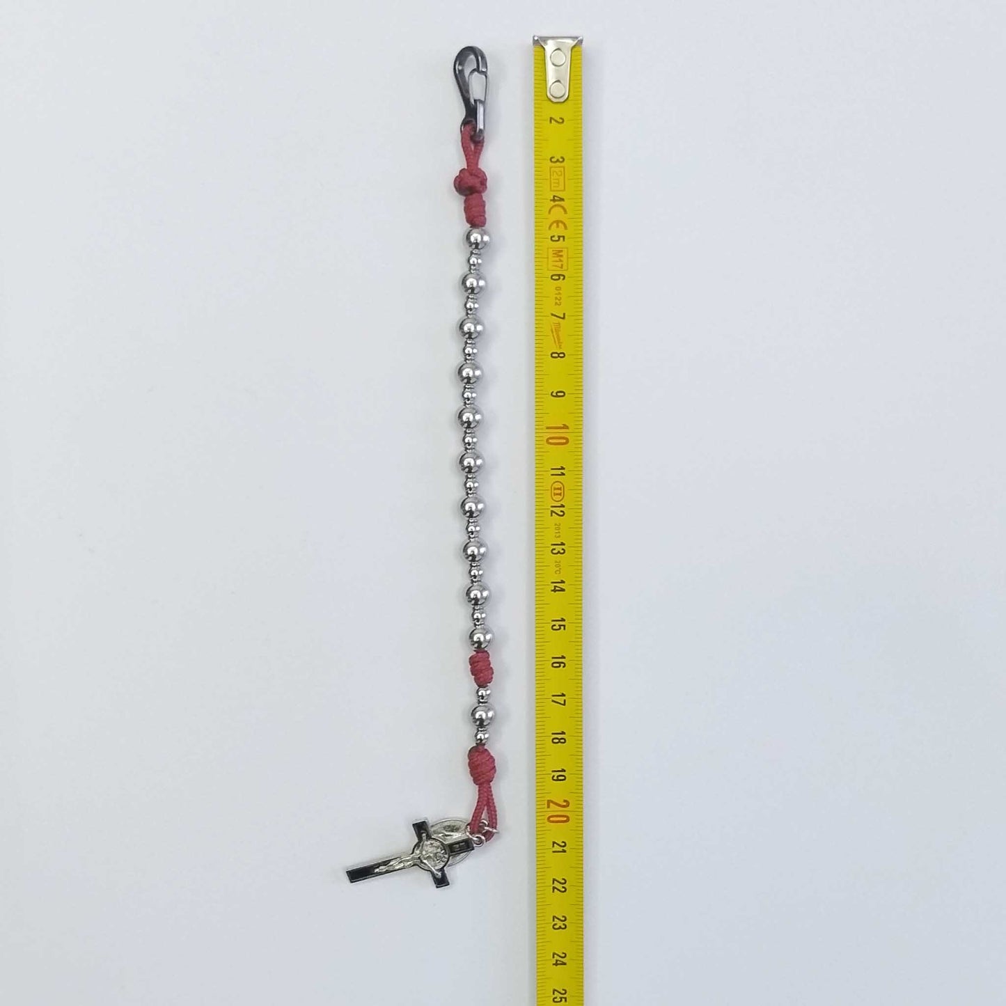 One Decade Micro Cord Rosary Bracelet Red - Stainless Steel