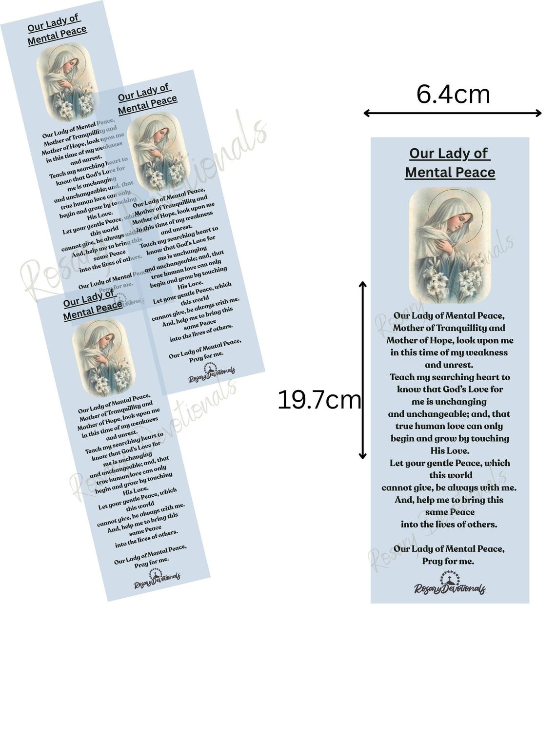 Our Lady of Mental Peace Holy Prayer Card