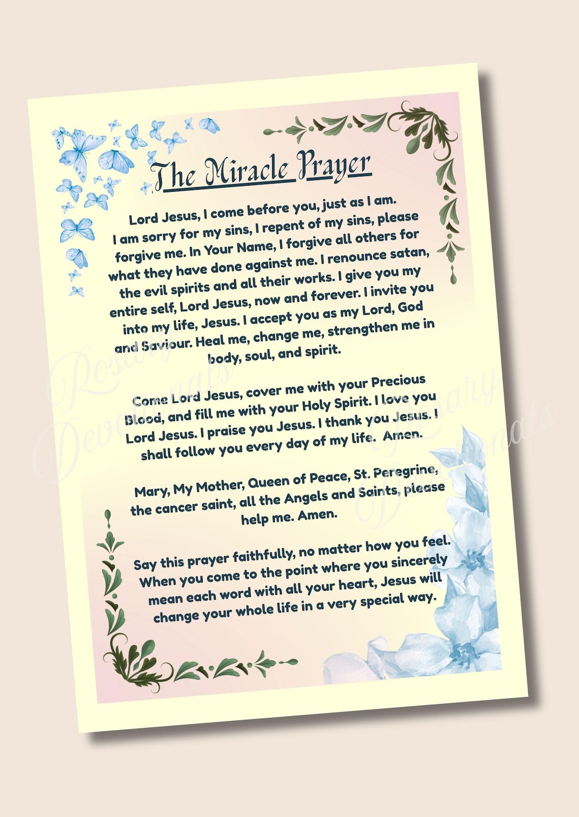 The Miracle Prayer Card