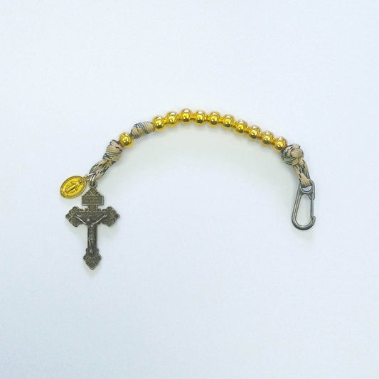 Paracord One Decade Rosary Gold Metal Beads (Multi colour)
