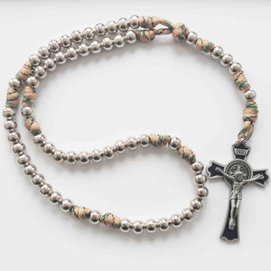 Paracord Rosary Silver Metal Beads (multi colour)