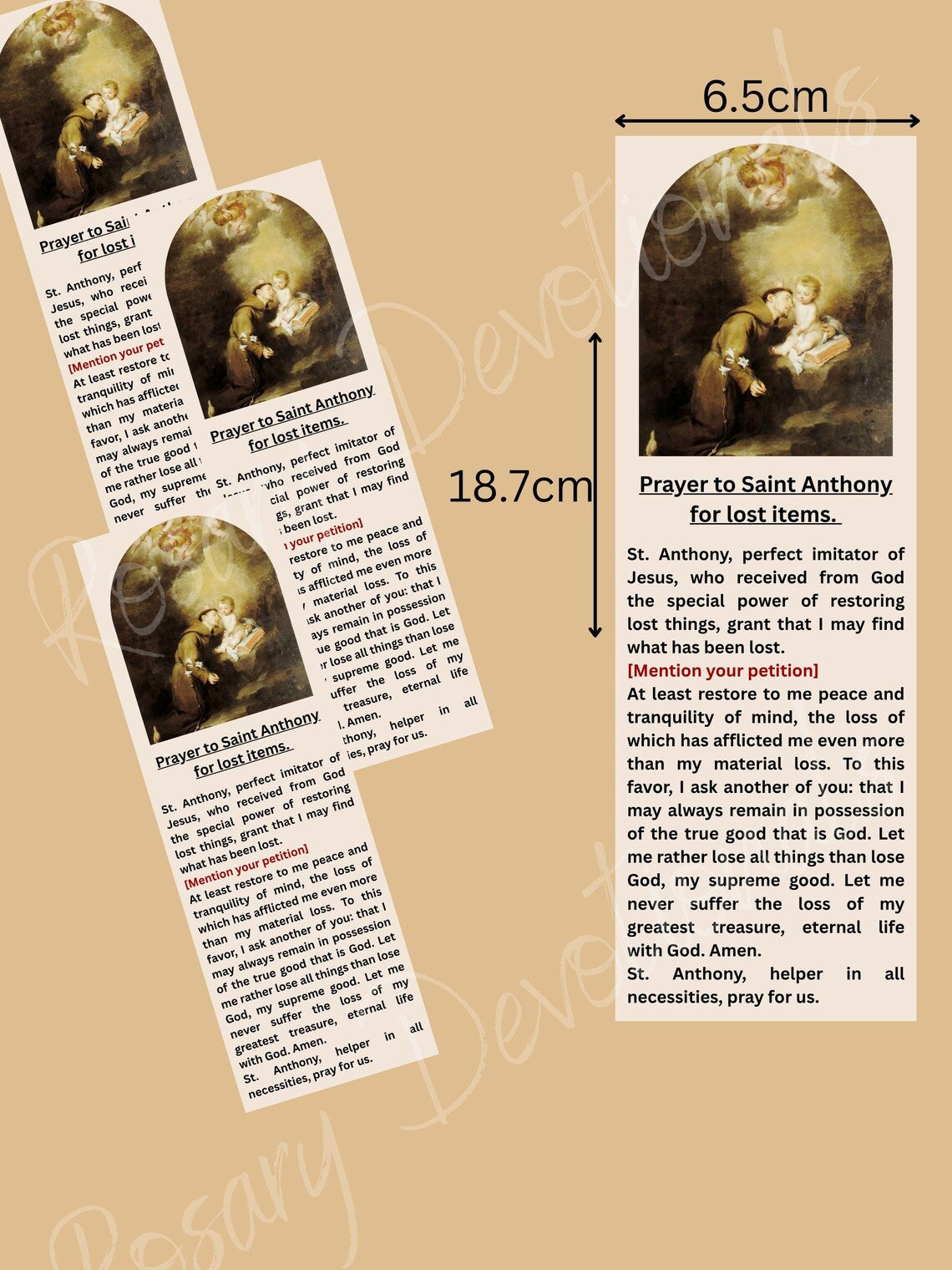 Saint Anthony For Lost Items Prayer Card