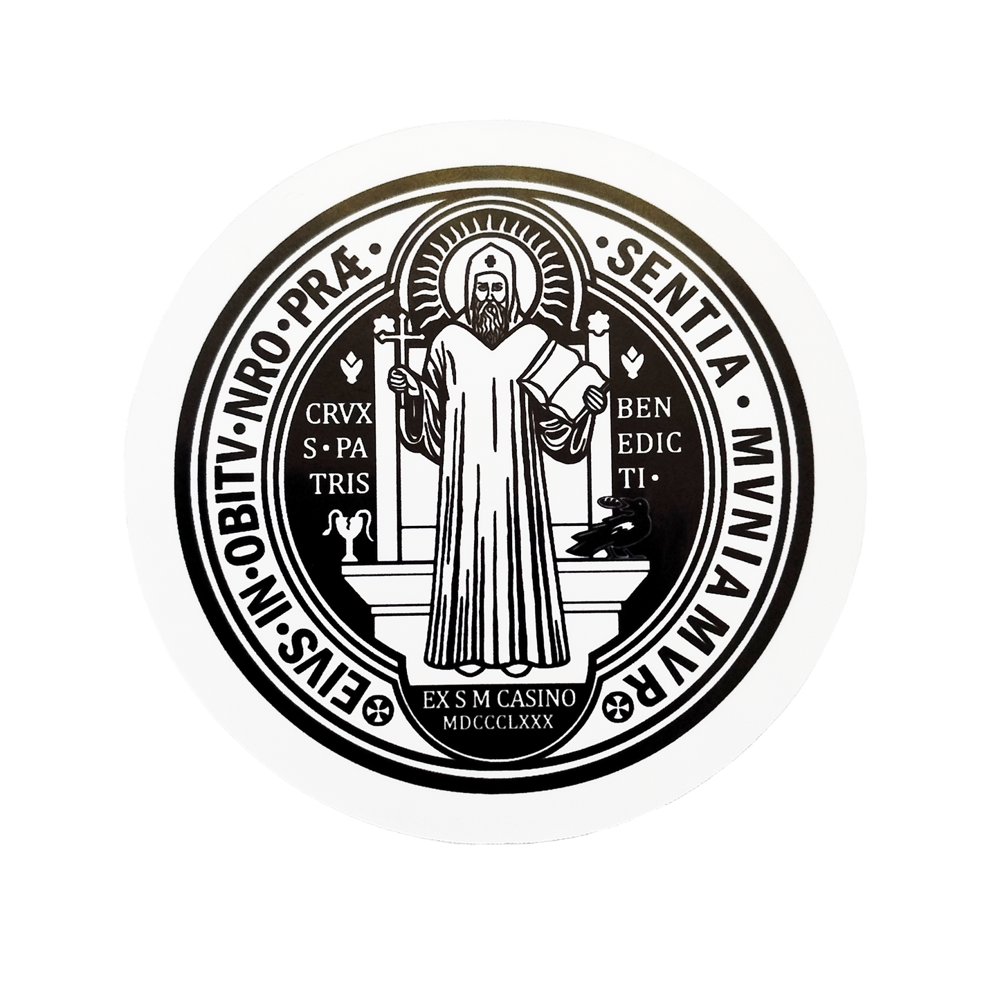 Saint Benedict Medal (front) Vinyl Sticker