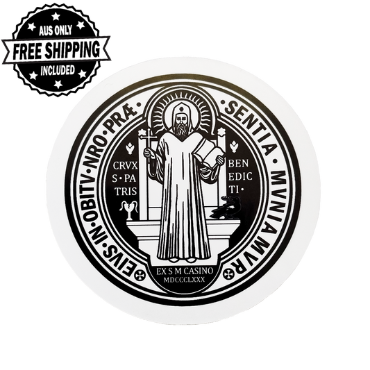 Saint Benedict Medal (front) Vinyl Sticker