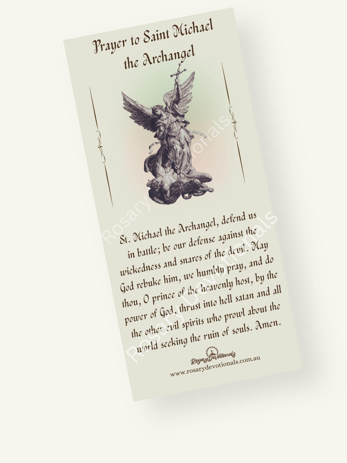 Saint Michael the Archangel Holy Prayer Card
