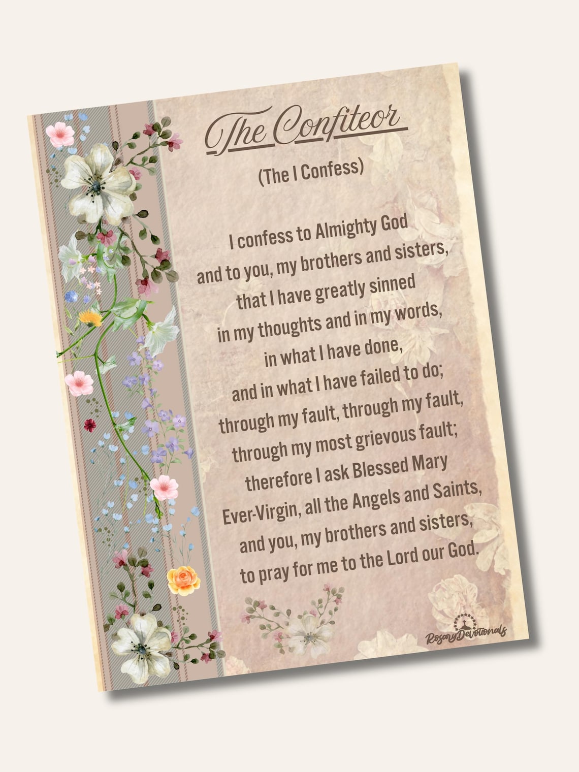 The Confiteour - The 'I Confess' Prayer Card