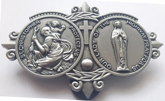Car Protectoe Sun Visor Clip. St.Christopher and Blessed Virgin Mary