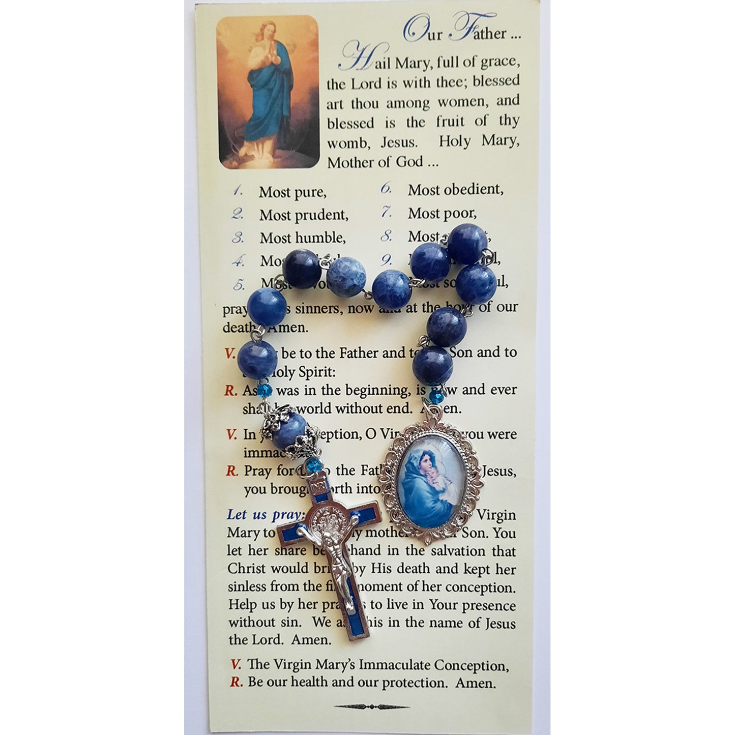 10 Virtues Of Our Lady Gemstone Chaplet - Jesus and Mary