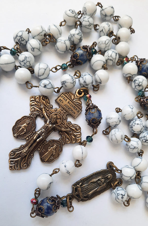 Howlite Gemstone Rosary. Our Lady of Guadalupe