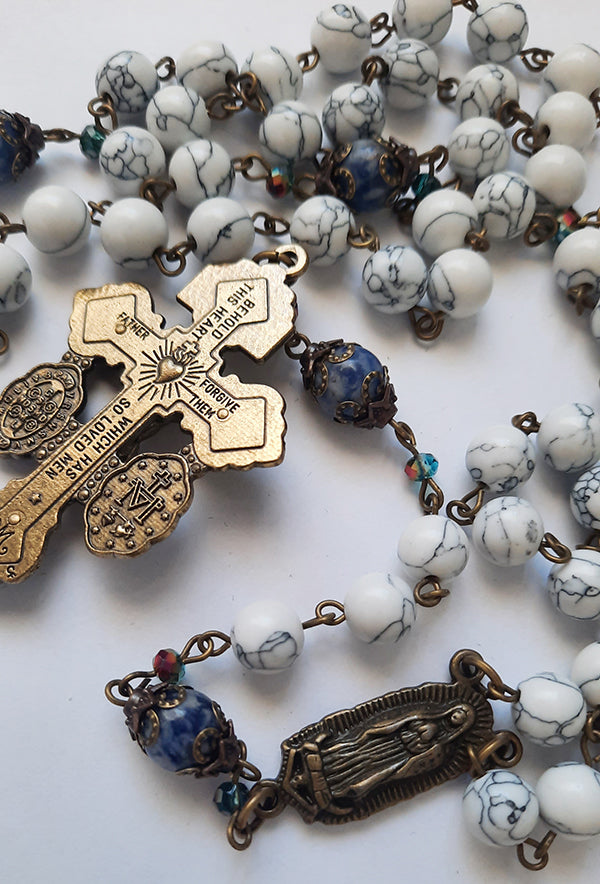 Howlite Gemstone Rosary. Our Lady of Guadalupe