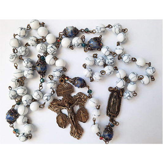 Howlite Gemstone Rosary. Our Lady of Guadalupe