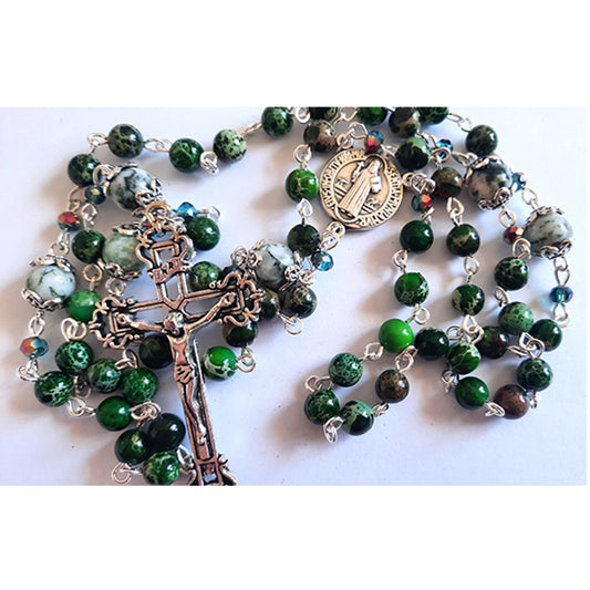 Gemstone Rosary - Deep Green Sea Sediment Imperial Jasper - 6mm - grade AAA