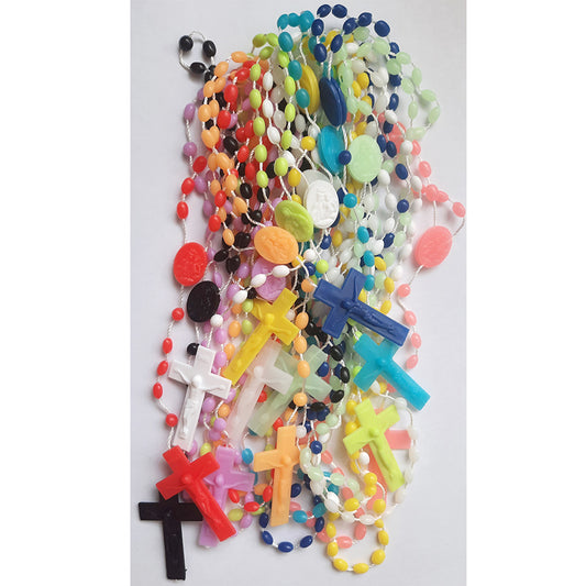 Plastic Rosary Beads  Nylon Cord Assorted Colours