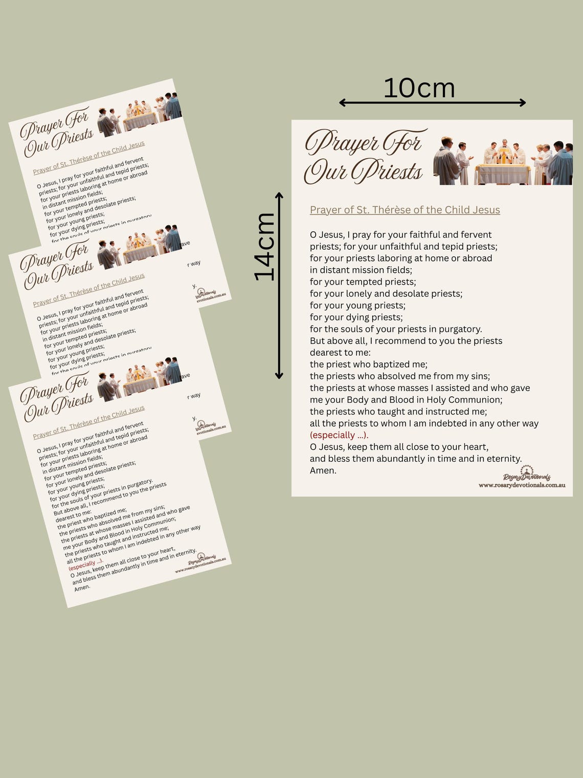Prayer for Our Priests Prayer Card