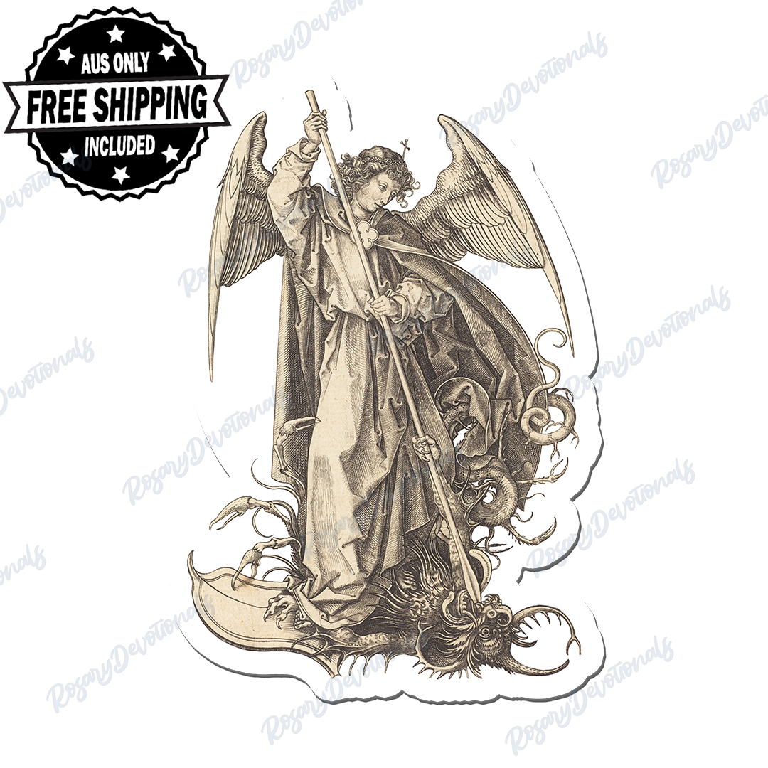 Saint Michael Defeating Satan Vinyl Sticker