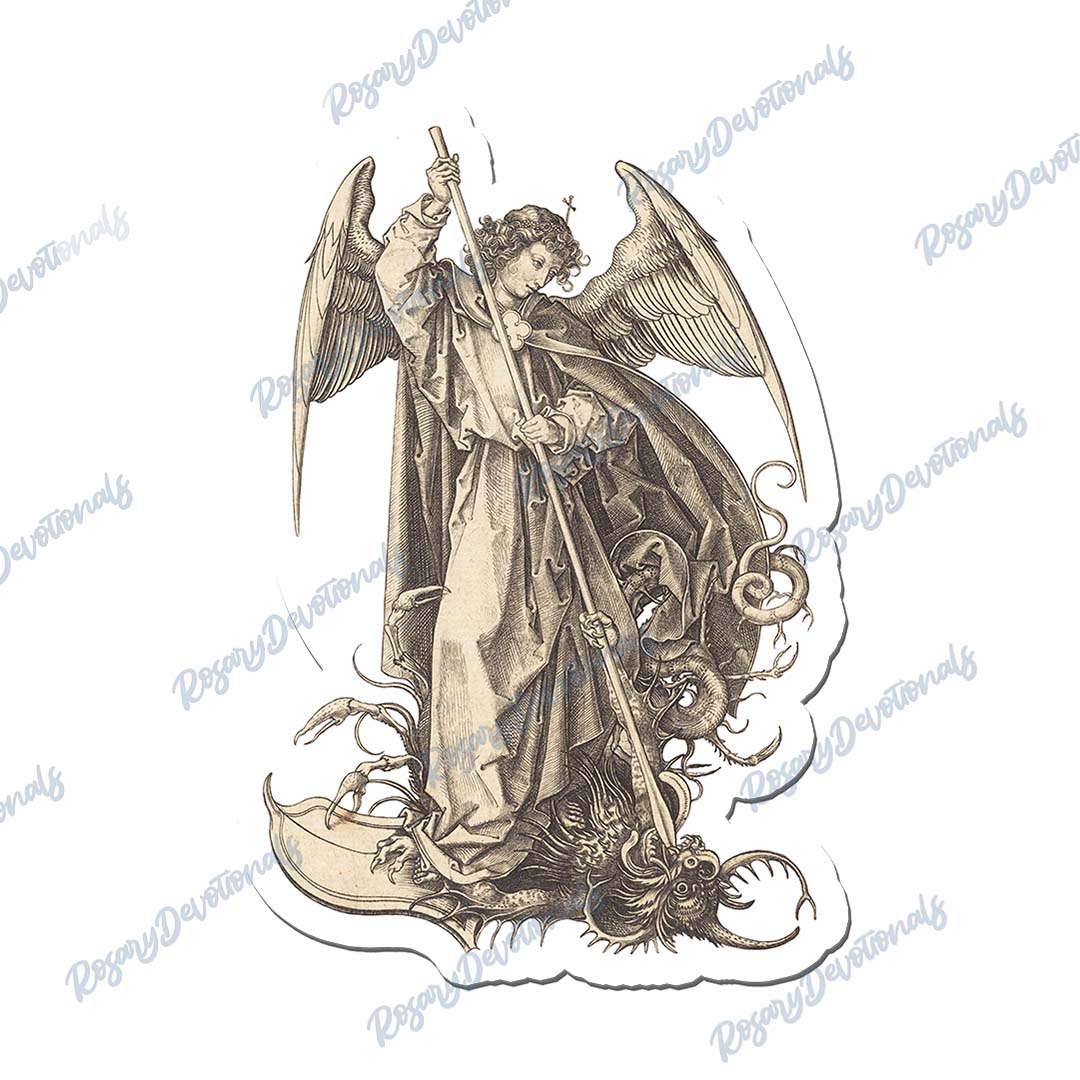 Saint Michael Defeating Satan Vinyl Sticker