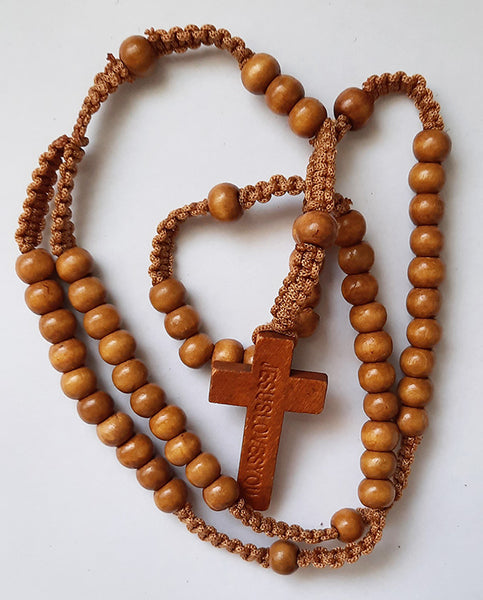 Brown Wooden Rope Rosary