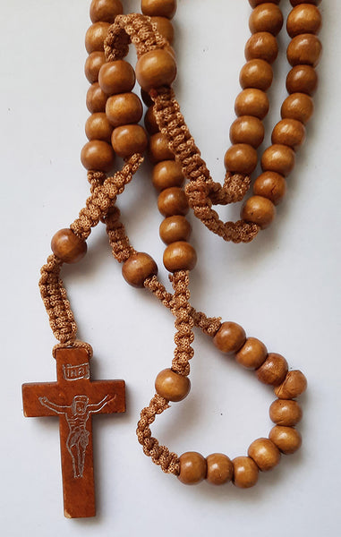 Brown Wooden Rope Rosary