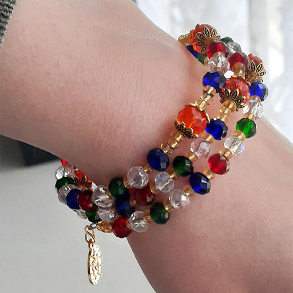 Five Decade Coil Rosary Bracelet - Multi-Coloured