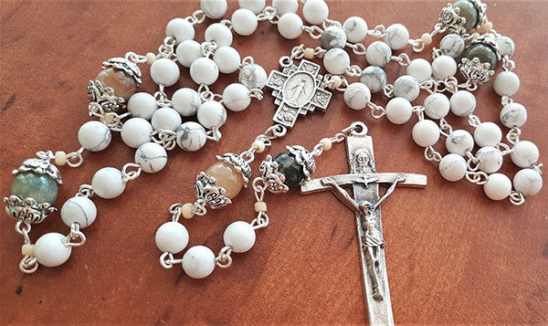 White Howlite Gemstone Rosary