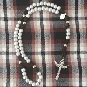 Paracord Rosary Silver Acrylic Beads (black colour)