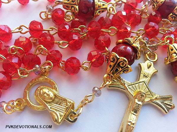 Rosary - 6x4mm Red Glass Beads