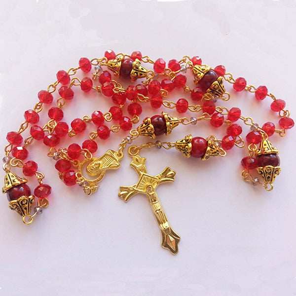 Rosary - 6x4mm Red Glass Beads
