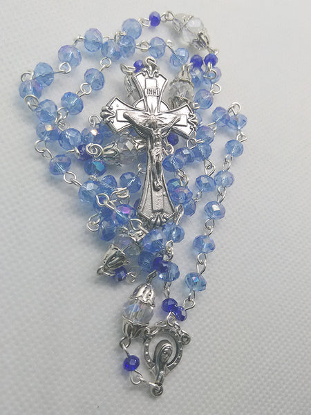 Rosary-Light Blue Glass Crystal Beads
