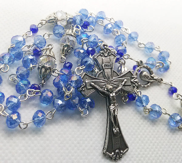 Rosary-Light Blue Glass Crystal Beads
