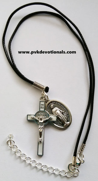 St Benedict Crucifix Necklace with Miraculous Medal