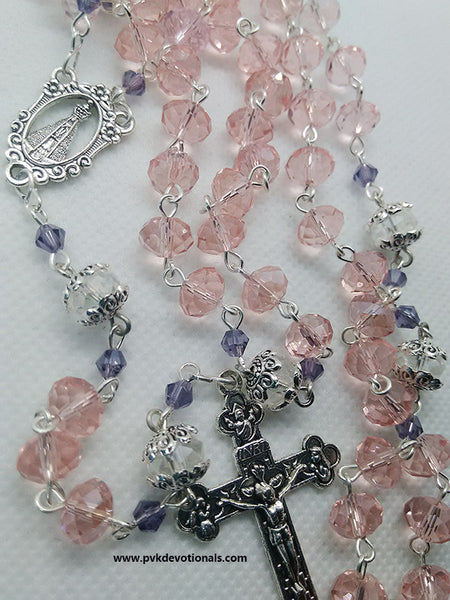 Rosary - Light Pink Glass Crystal beads - Traditional