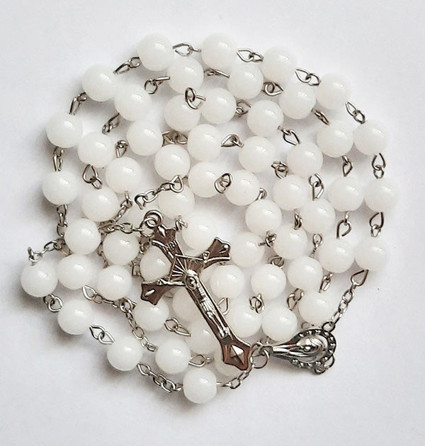 Rosary White Glass 8mm Beads