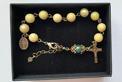 One Decade Gemstone Rosary Bracelet - Calcite Yellow Beads